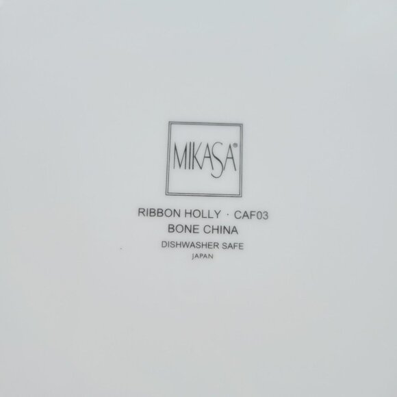 Vintage Mikasa Ribbon Holly Dinner Plate, Holly & Berry Design, Gold Trim, Japan - Picture 7 of 9